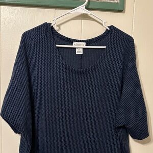 APRICOT Navy Waffle Knit Scoop Neck Top